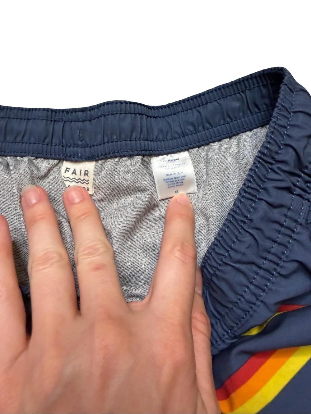 🩳 Fair Harbor Youth Swim Trunks XL Striped Lined Beach Shorts 🌊